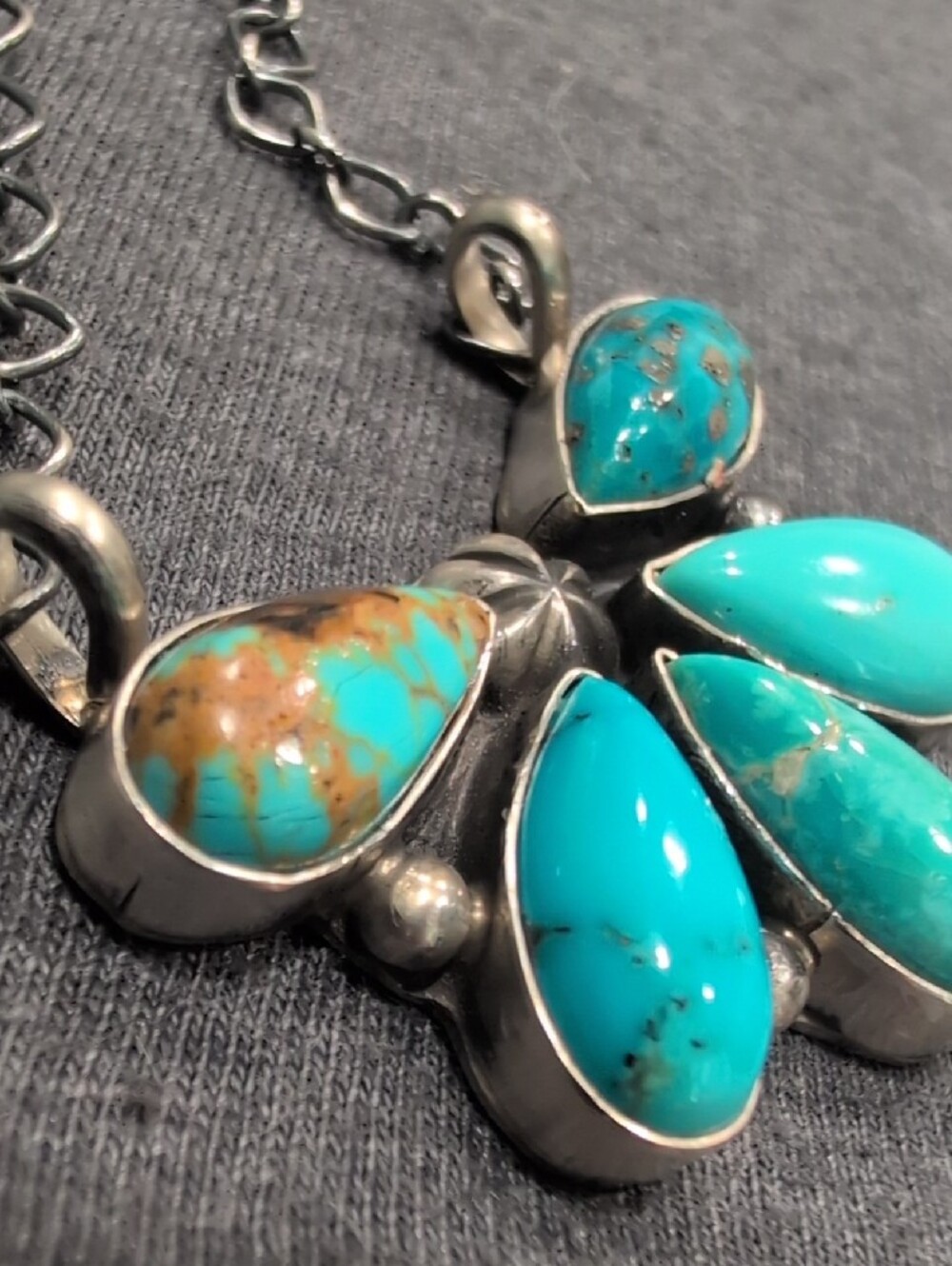 Sterling Silver Turquoise Teardrop Pendant - Picture 2 of 4